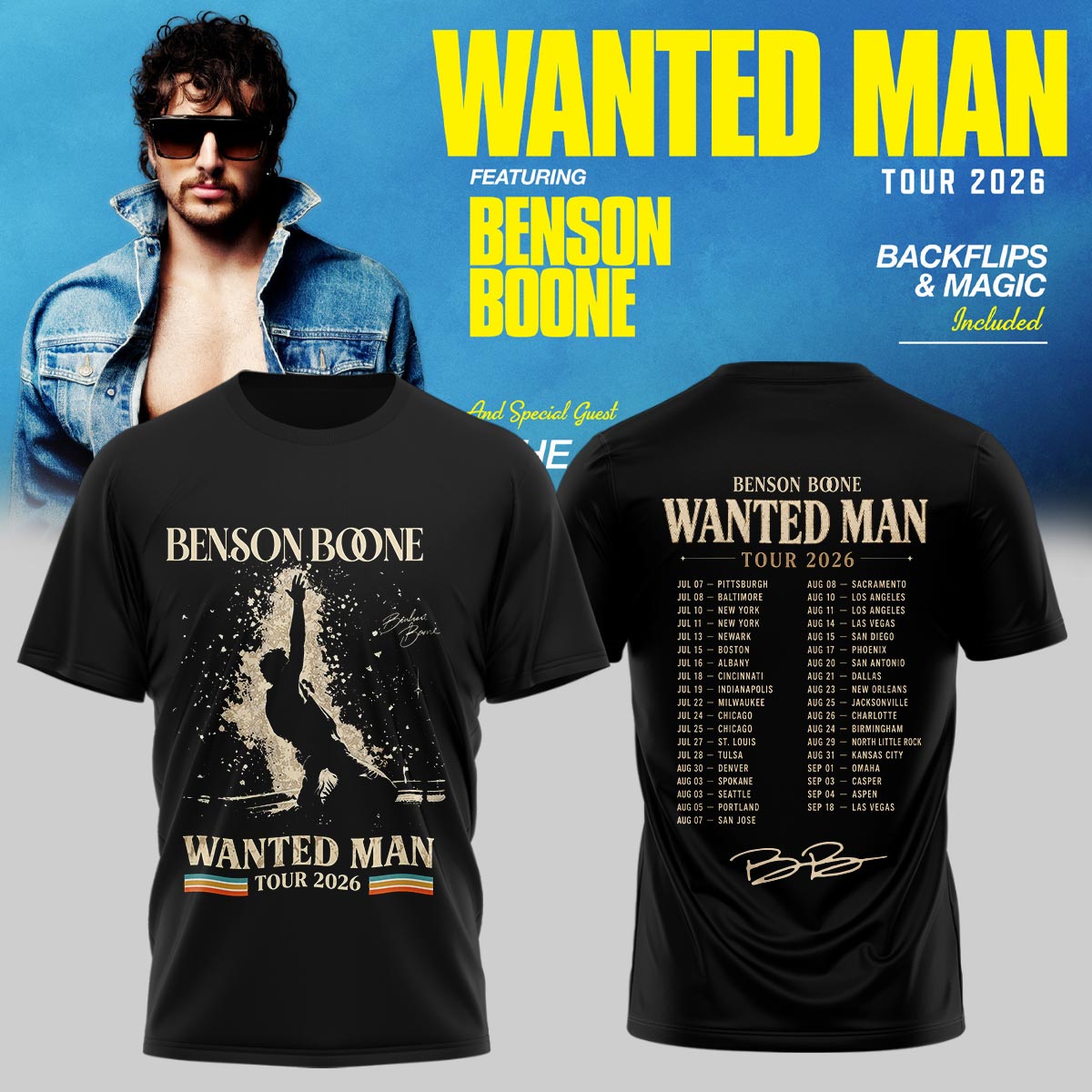 Benson Boone Wanted Man signed T-Shirt
