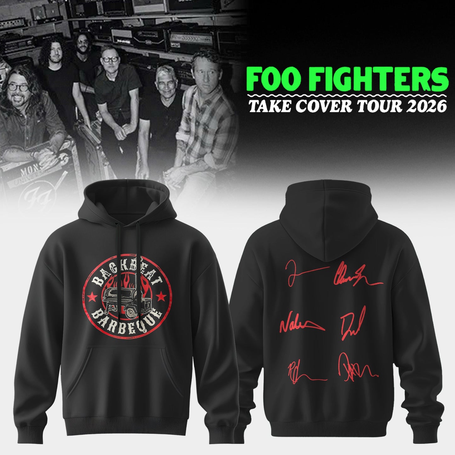 ..Foo Fighters ”Take Cover Tour 2026” Limited Edition Signature - Hoodie