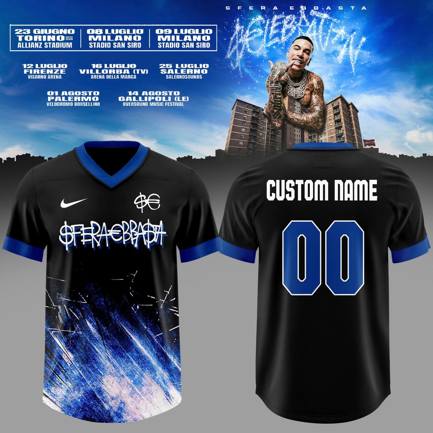 Football Jersey “€LEBRATION” Sfera Ebbasta Tour 2026 Customize 2