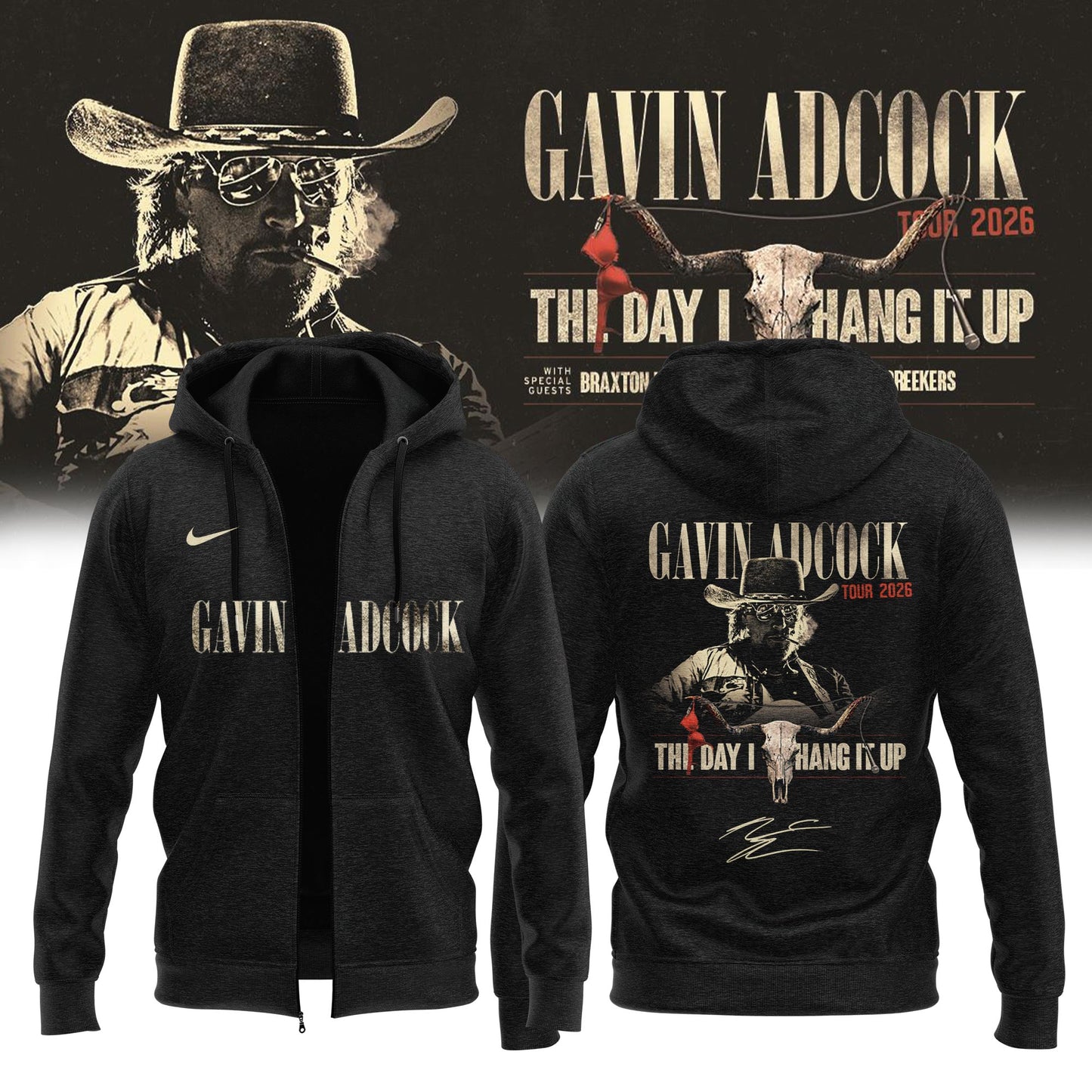 ,,,Gavin Adcock ”The Day I Hang It Up Tour 2026” Signature – Zip Hoodie