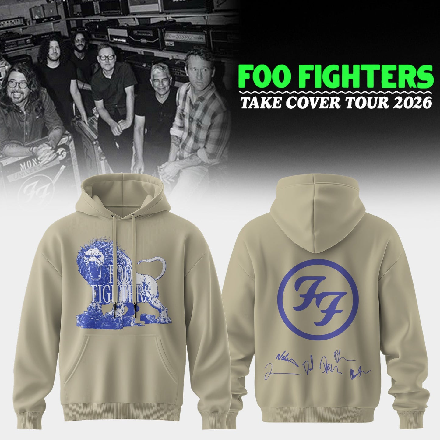 ..Foo Fighters ”Take Cover Tour 2026” Limited Edition Signature - Hoodie