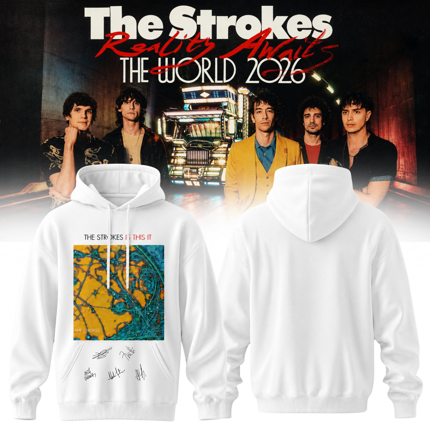 The Strokes “Reality Awaits Tour 2026” Signature Limited Edition – Hoodie