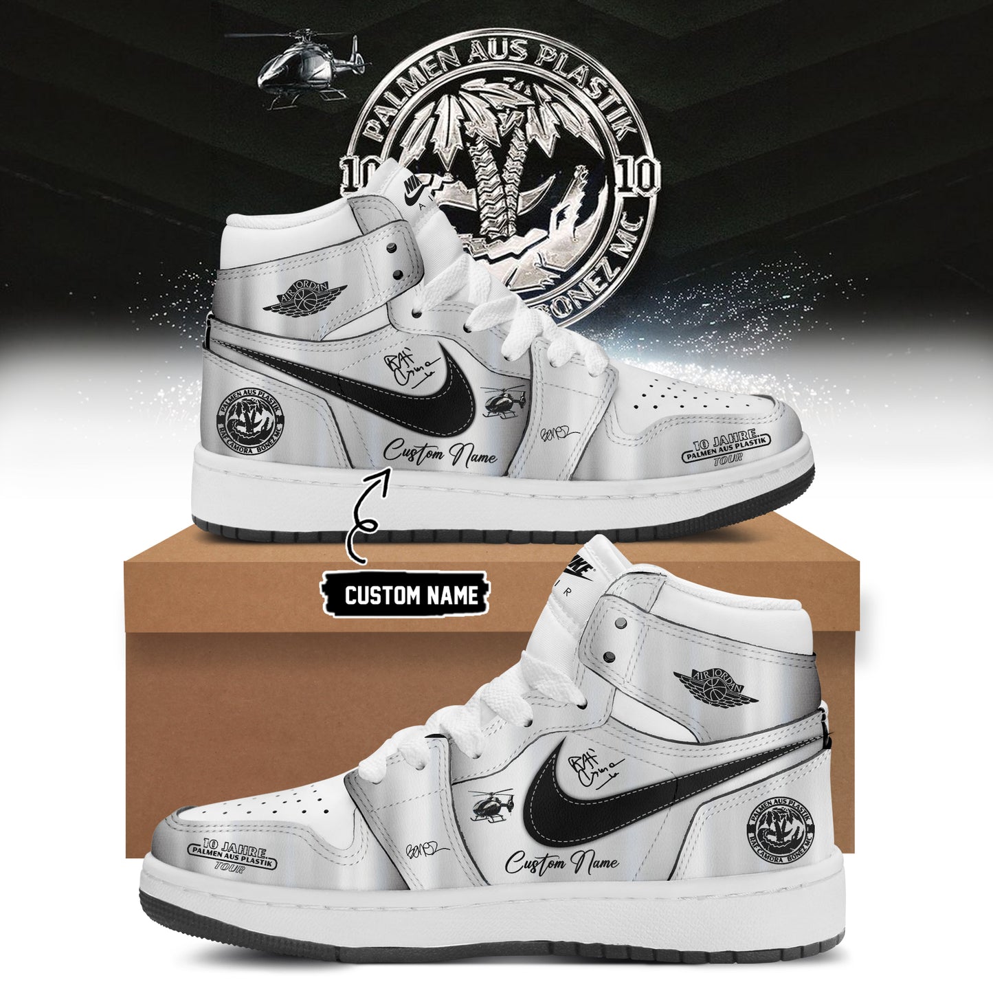 RAF Camora & Bonez MC “10 Jahre Palmen aus Plastik Tour” . Limited Edition Signature Shoes 2–