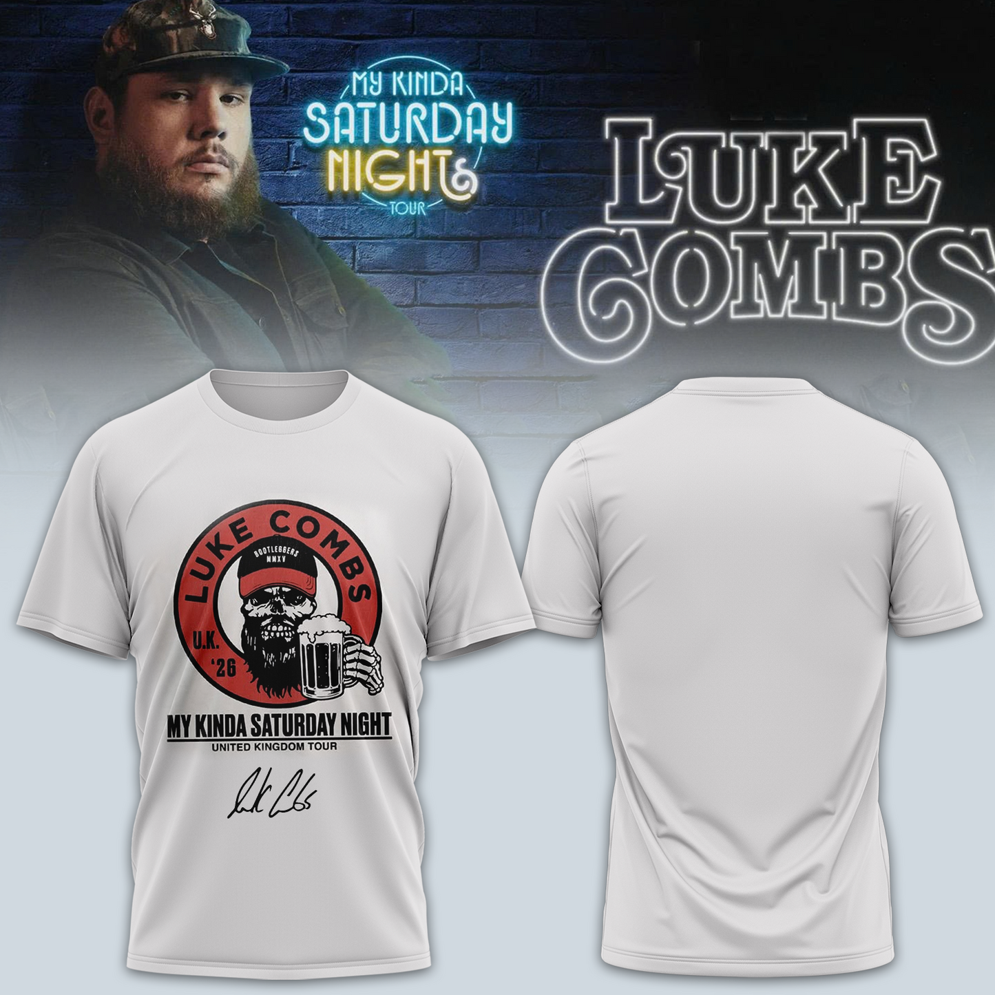 ,,.Luke Combs ”My Kinda Saturday Night Tour 2026” Limited Edition Signature – Tshirt