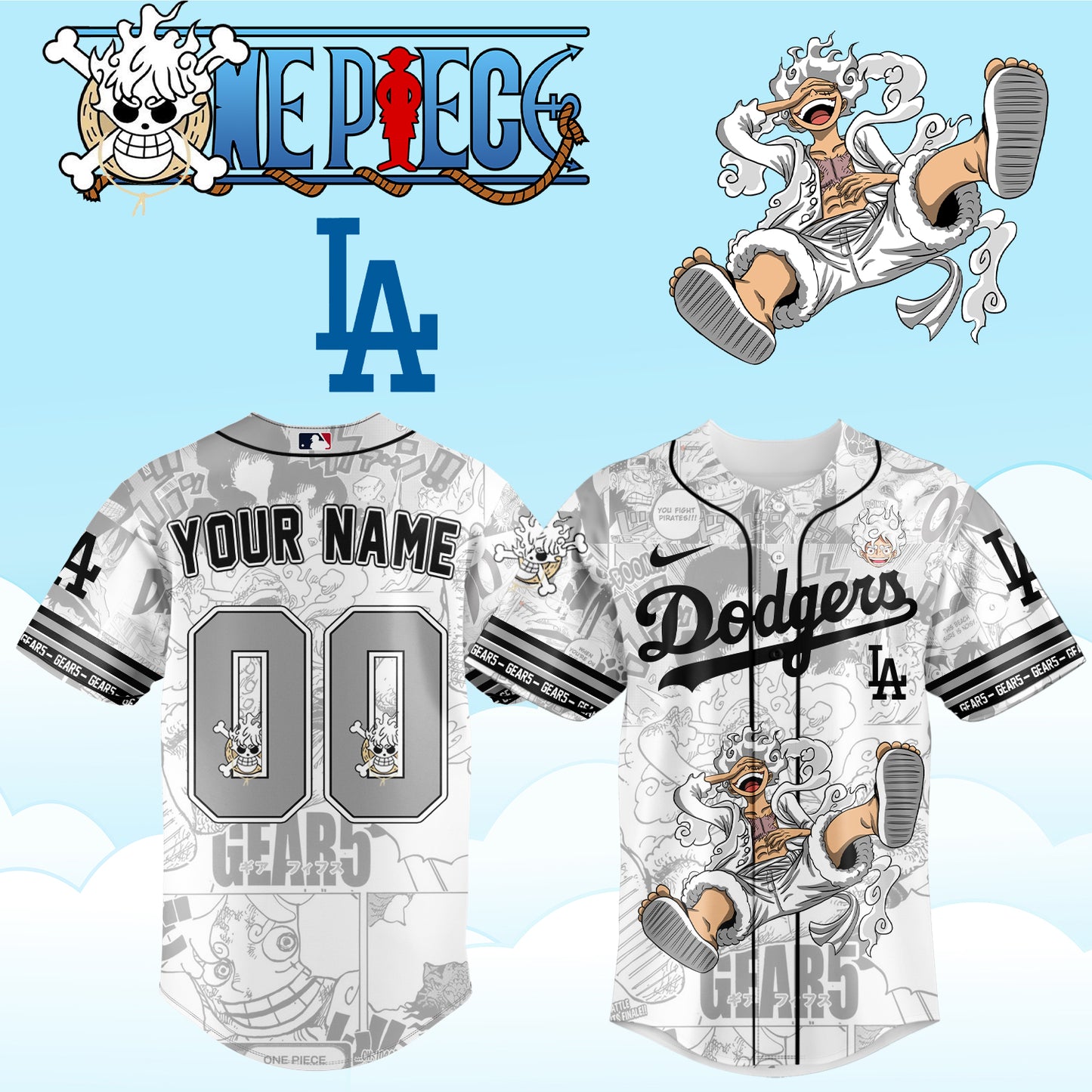 ,ONE PIECE Night with the Los Angeles Dogger Jersey (Custom Name & Number)