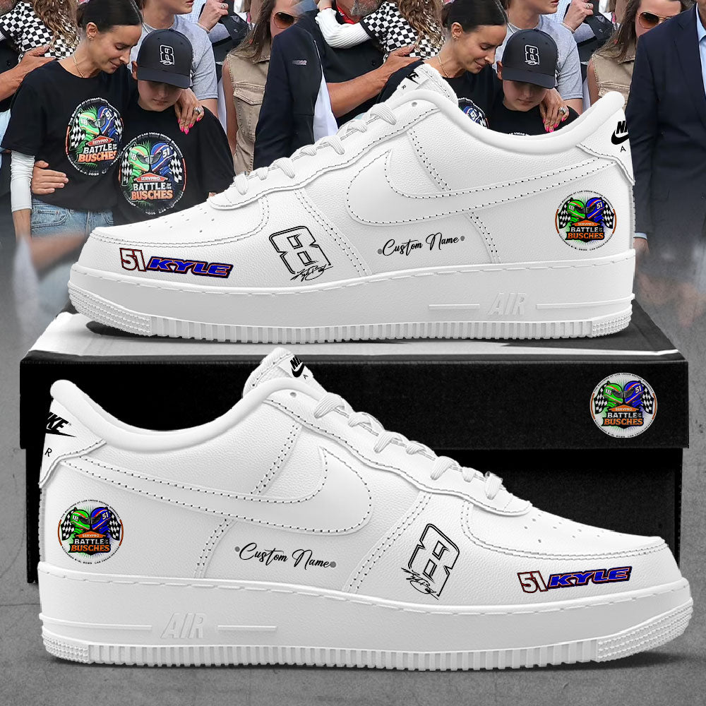 .Men’s Racing Legend Memorial Kyle Busch Limited Edition Custom Name Shoes White