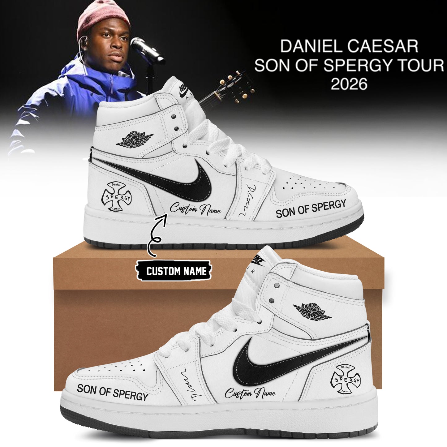 Daniel Caesar’s Son of Spergy Tour Signed Shoes 12