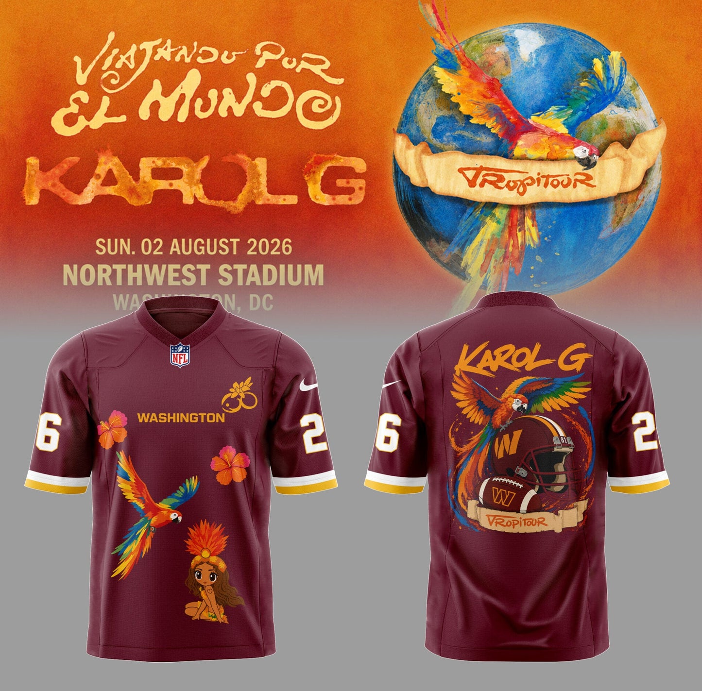 Limited Edition Karol G Viajando Por El Mundo Tropitour Jersey