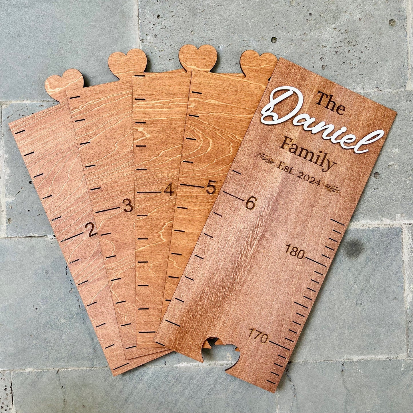 Family Growth Chart Personalized Wood Growth Chart Height Chart for Kids Height Ruler for Wall Wooden Nursery Decor Housewarming Gift