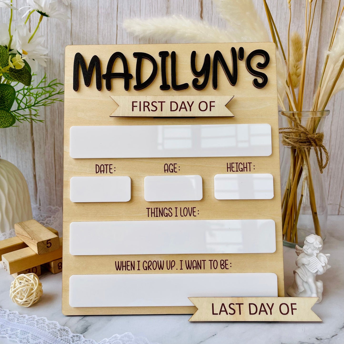 Back to School Sign, First Day of School Sign, Last Day of School Sign, Personalized Back to School Photo Prop, Reusable Dry Erase Board