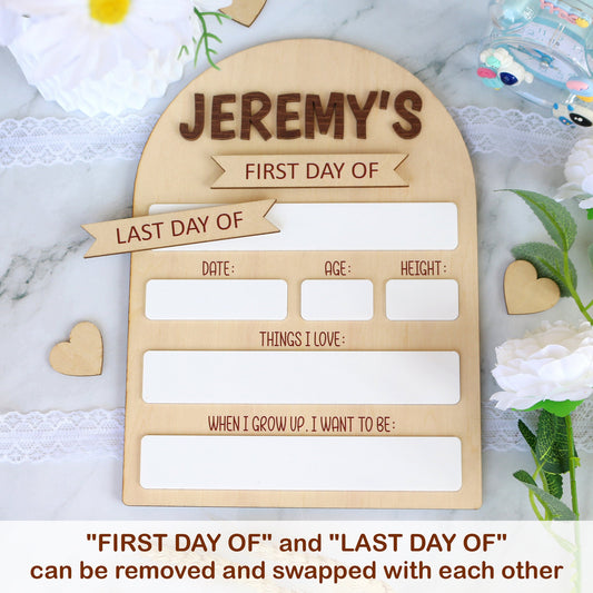 First Day of School Sign, Back to School Board, Last Day of School, Personalized Photo Prop, Reusable Sign, Sign for School Pictures