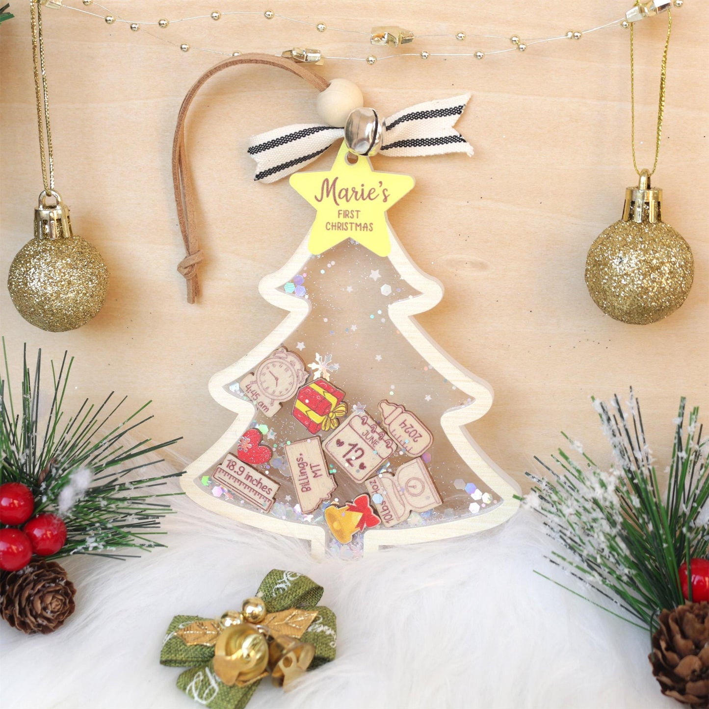 Personalized Baby's First Christmas Ornament, Baby 1st Christmas Ornament, Custom Newborn Gift, Shake Babies Ornament, Baby Keepsake