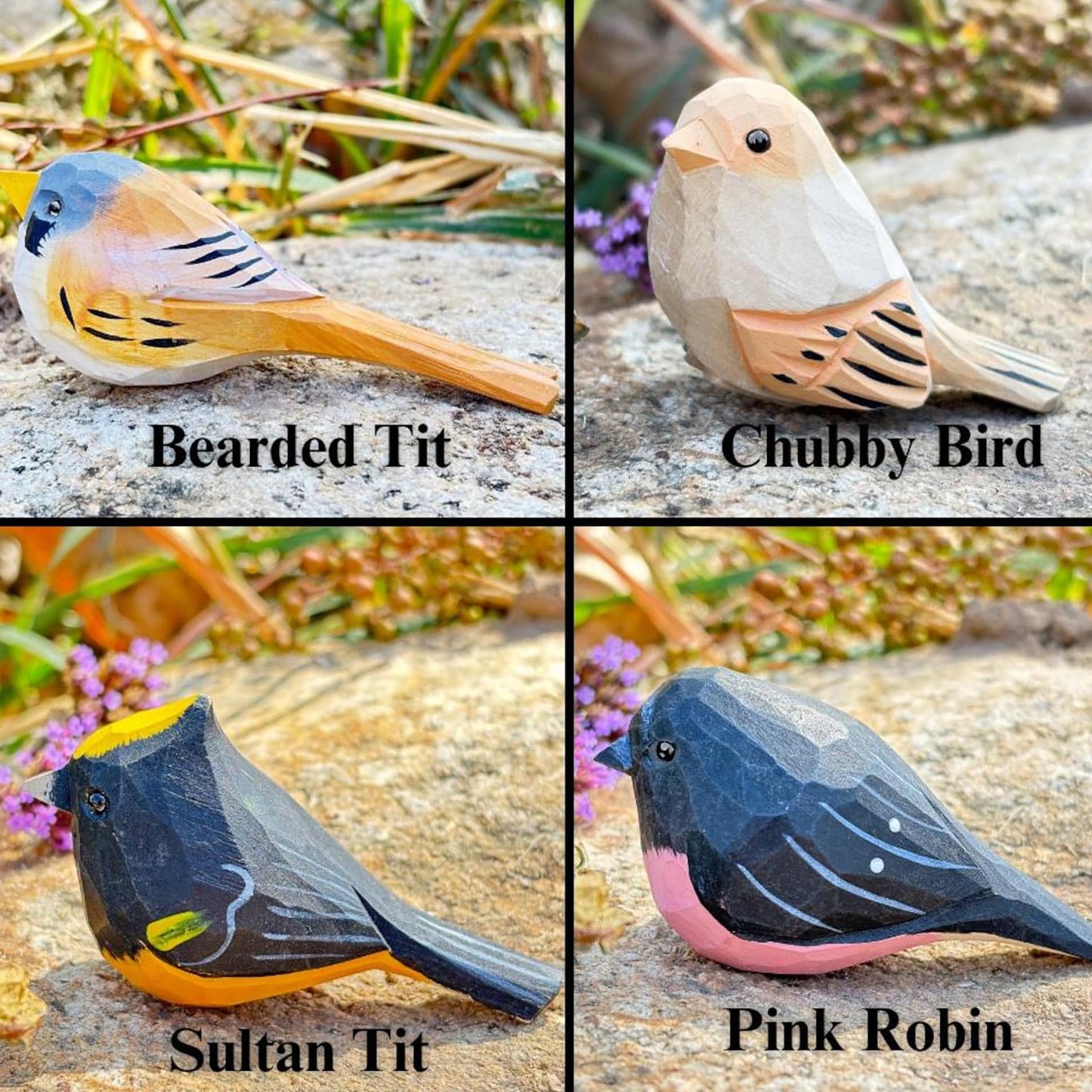 Hand-Carved Wooden Bird Sculpture - Gift for Bird Lovers, Valentine's Gift, Desk Decor, Wood Robin Bird Ornament, Hand-Carved Bird Figurine