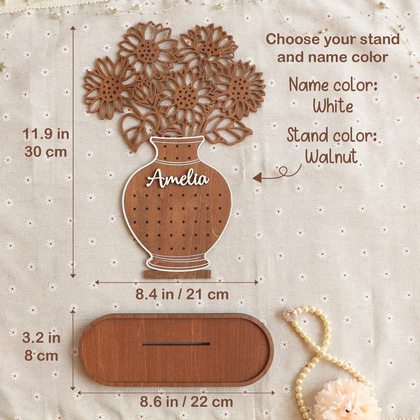 Jewelry Organizer Personalized Earring Stand Sunflower Jewelry Organization Earring Holder Birthday Gifts for Her Mothers Day Gifts