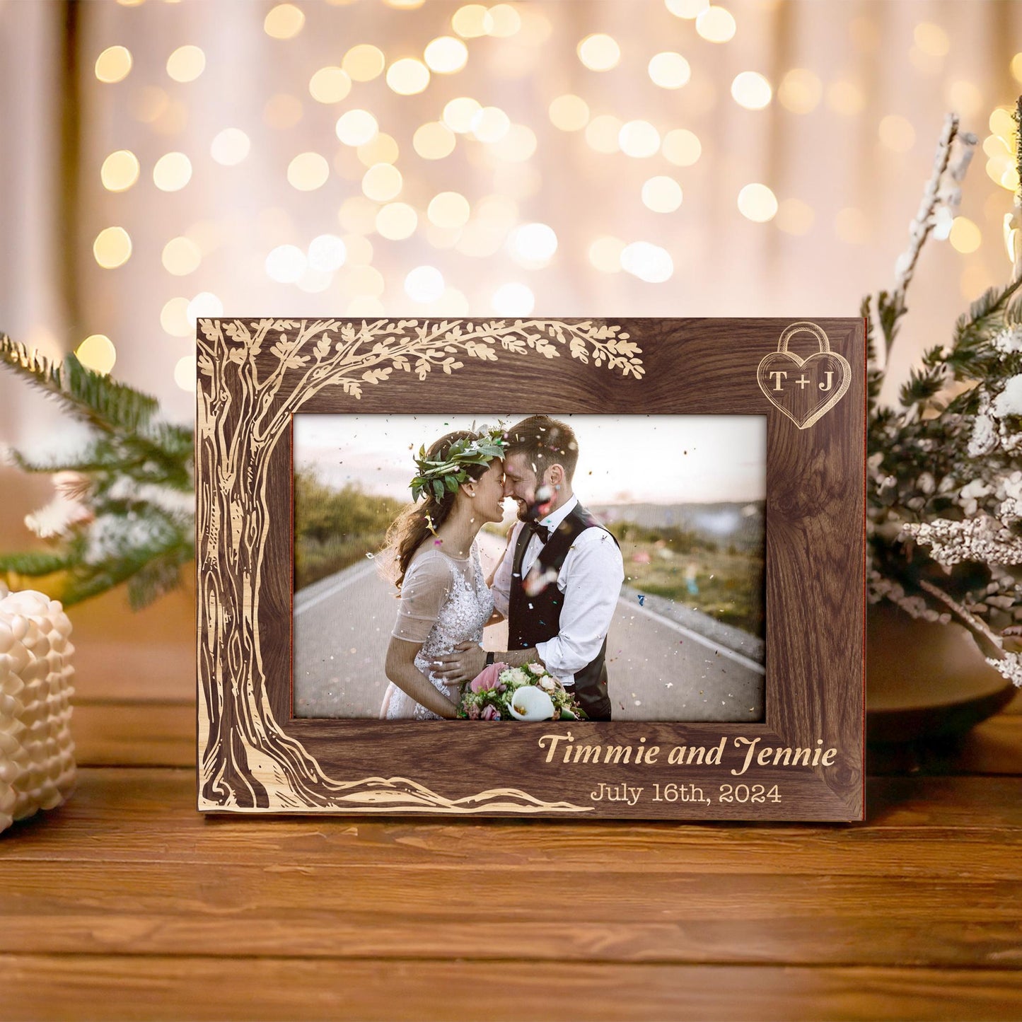 Personalized Wedding Gift,Engagement Photo Frame Plaque,Wedding Picture Frame with Date,Couple Gift,Newlywed Gift,Gift for Husband Wife