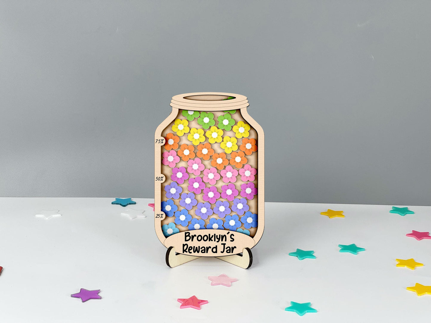 Custom Reward Jar with Tokens,Classroom Teacher Star Smile Jar,Reward System for Kids Behavior,Back to School Gift for Kid,Fridge Magnet