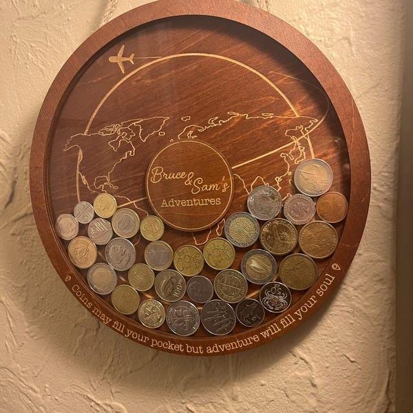 Coin Holder Travel Box,Currency Display Box,Coin Collection Gift for Traveler,Travel Lover,Our Adventure,Travel Gift,Travel Money Holder