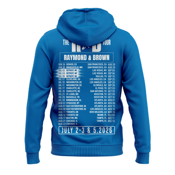 New Hoodie Blue Chris Brown & Usher Raymond x Detroit Lions "The R&B Tour"