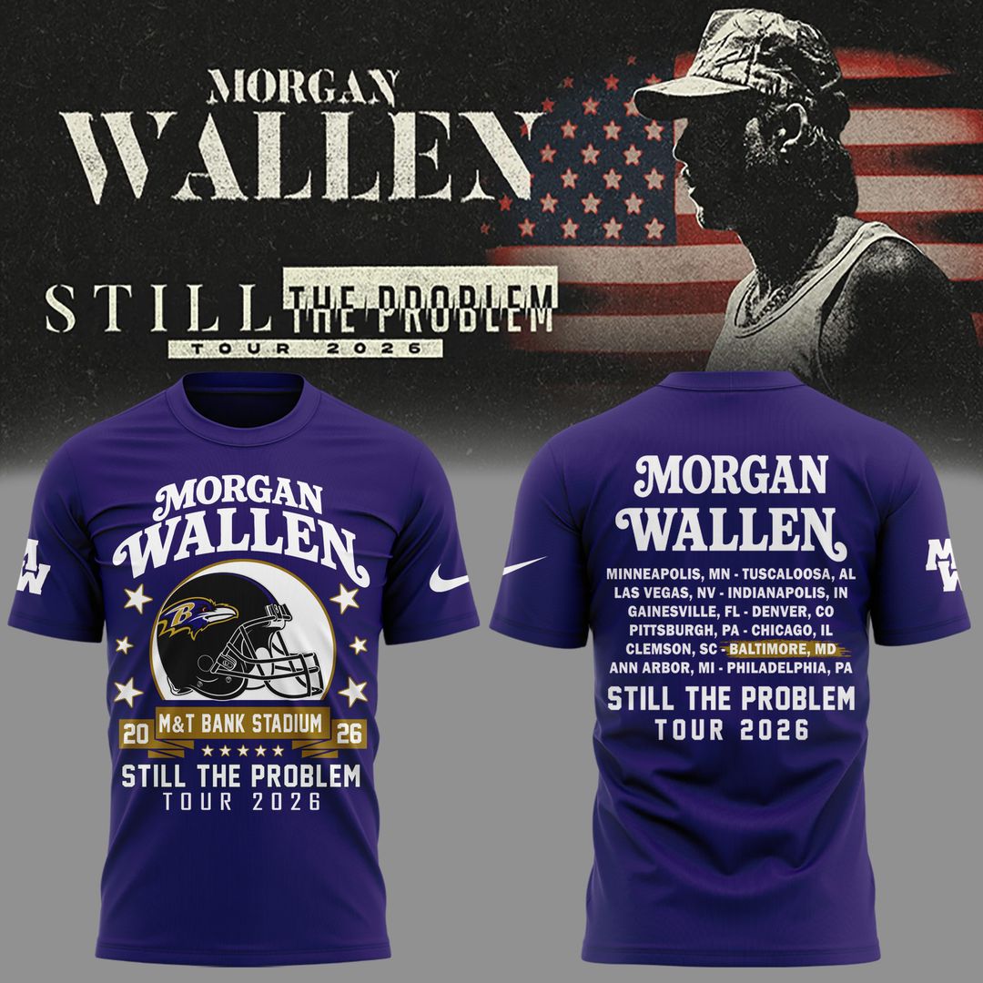 Exclusive Morgan Wallen x Baltimore Ravens - Still The Problem Tour 2026 T-Shirt