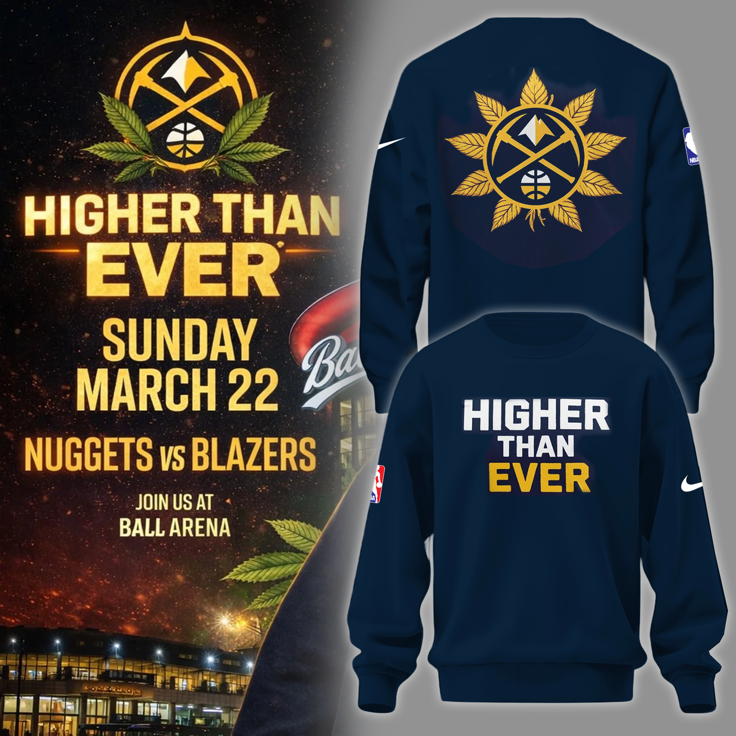 Denver Nuggets - Limited Edition Higher Than Ever Sweater