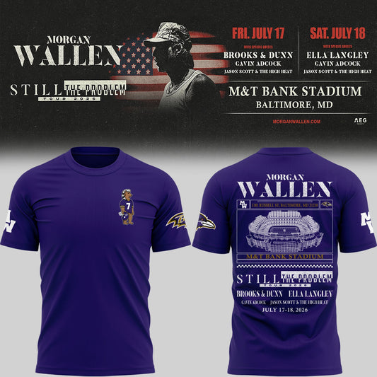Exclusive Version Baltimore Ravens x Morgan Wallen White T-shirt 2026