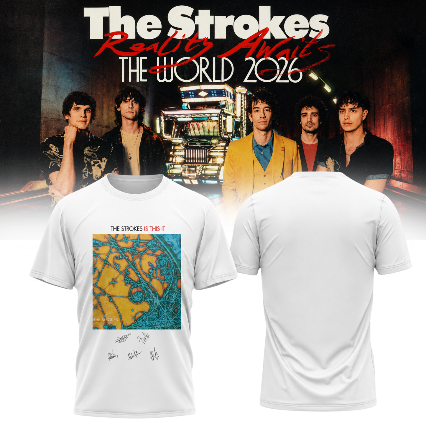 The Strokes “Reality Awaits Tour 2026” Signature Limited Edition – T-shirt