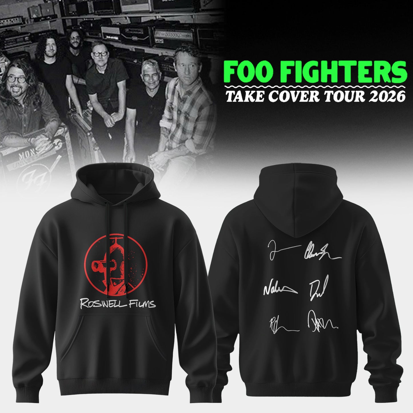 ..Foo Fighters ”Take Cover Tour 2026” Limited Edition Signature - Hoodie