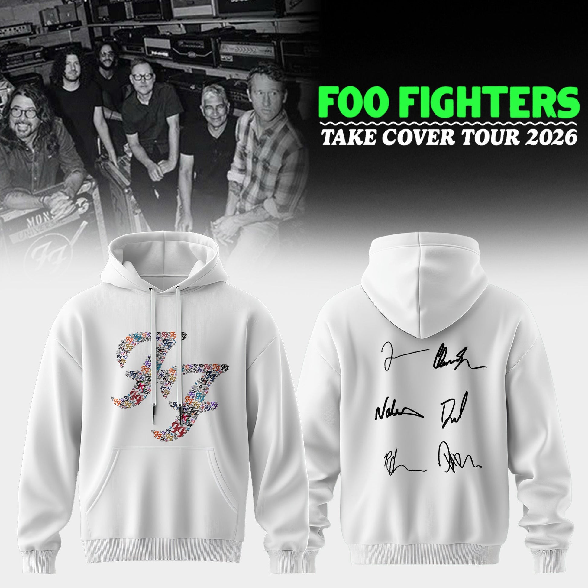 ..Foo Fighters ”Take Cover Tour 2026” Limited Edition Signature - Hoodie
