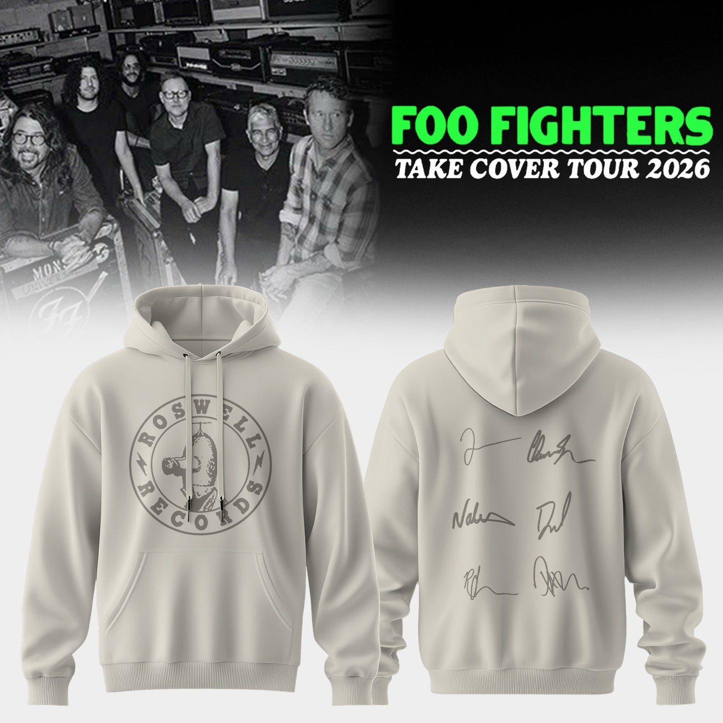 ..Foo Fighters ”Take Cover Tour 2026” Limited Edition Signature - Hoodie
