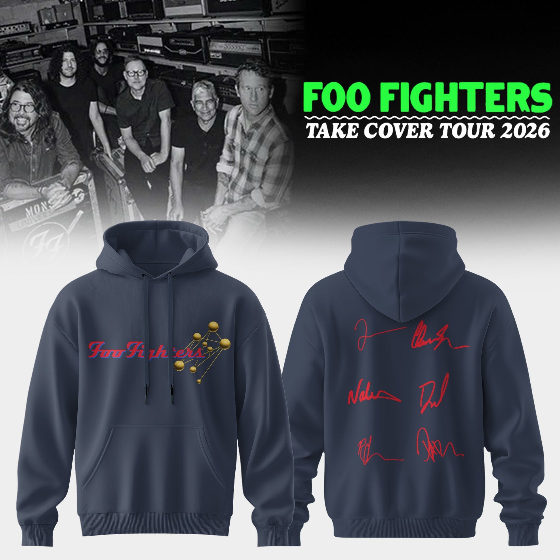..Foo Fighters ”Take Cover Tour 2026” Limited Edition Signature - Hoodie