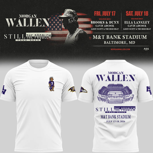 1.Special New Edition Baltimore Ravens x Morgan Wallen White T-shirt 2026