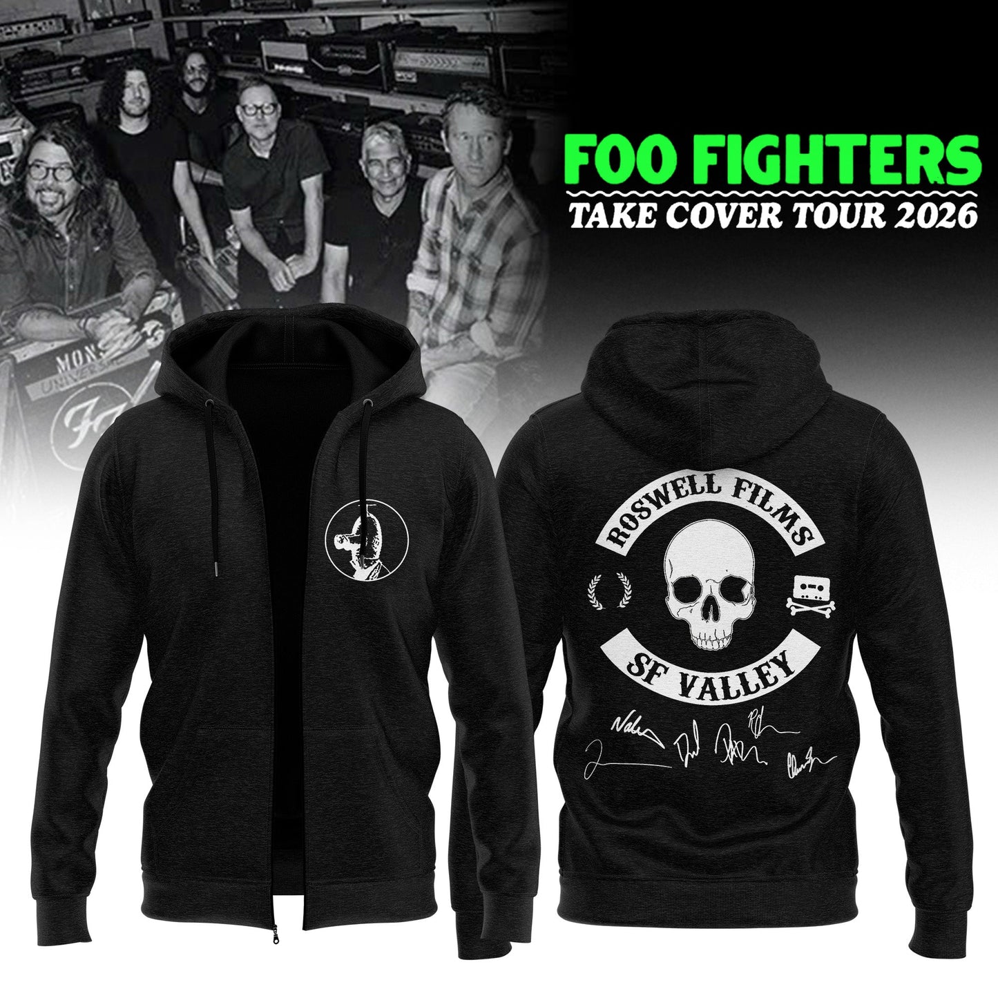 ...Foo Fighters ”Take Cover Tour 2026” Limited Edition Signature - Zip Hoodie