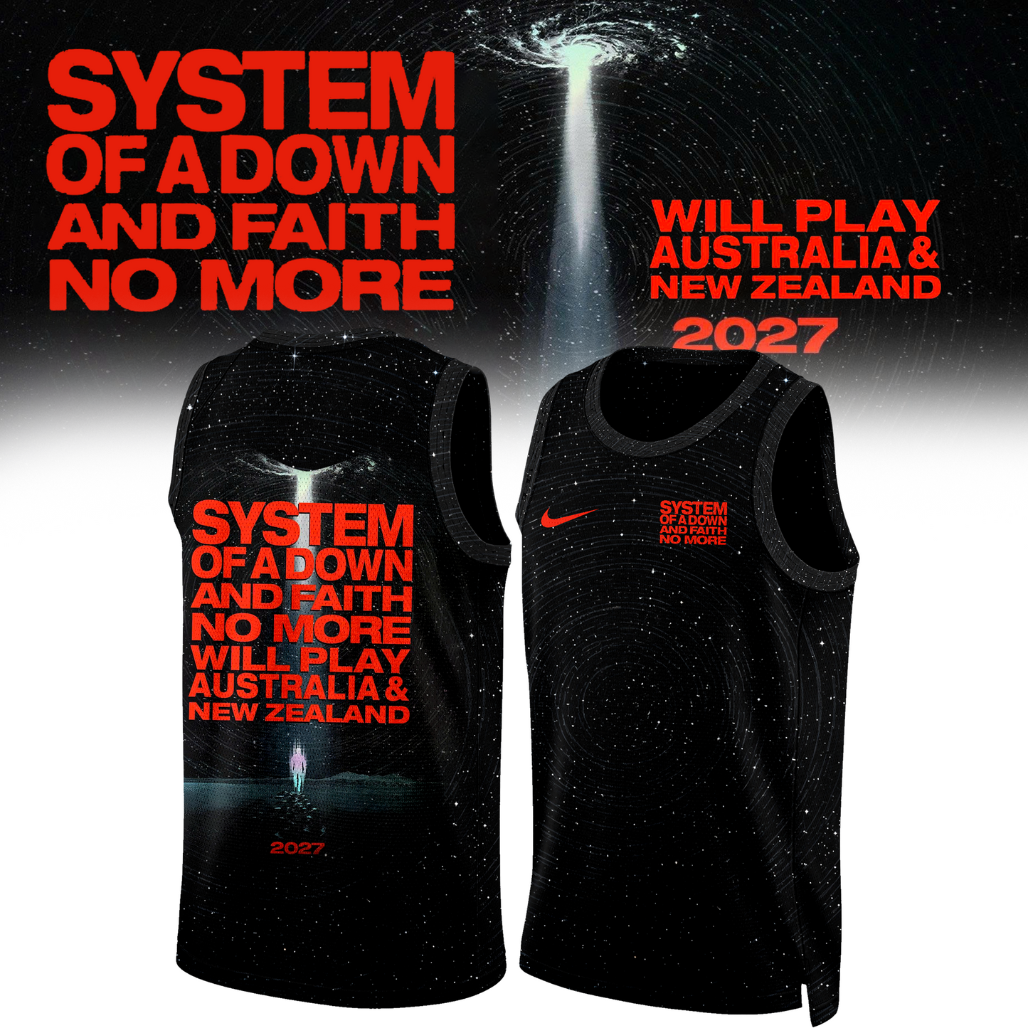 ,,System Of A Down & Faith No More – Australia & New Zealand Tour 2027 – Basketball Jersey