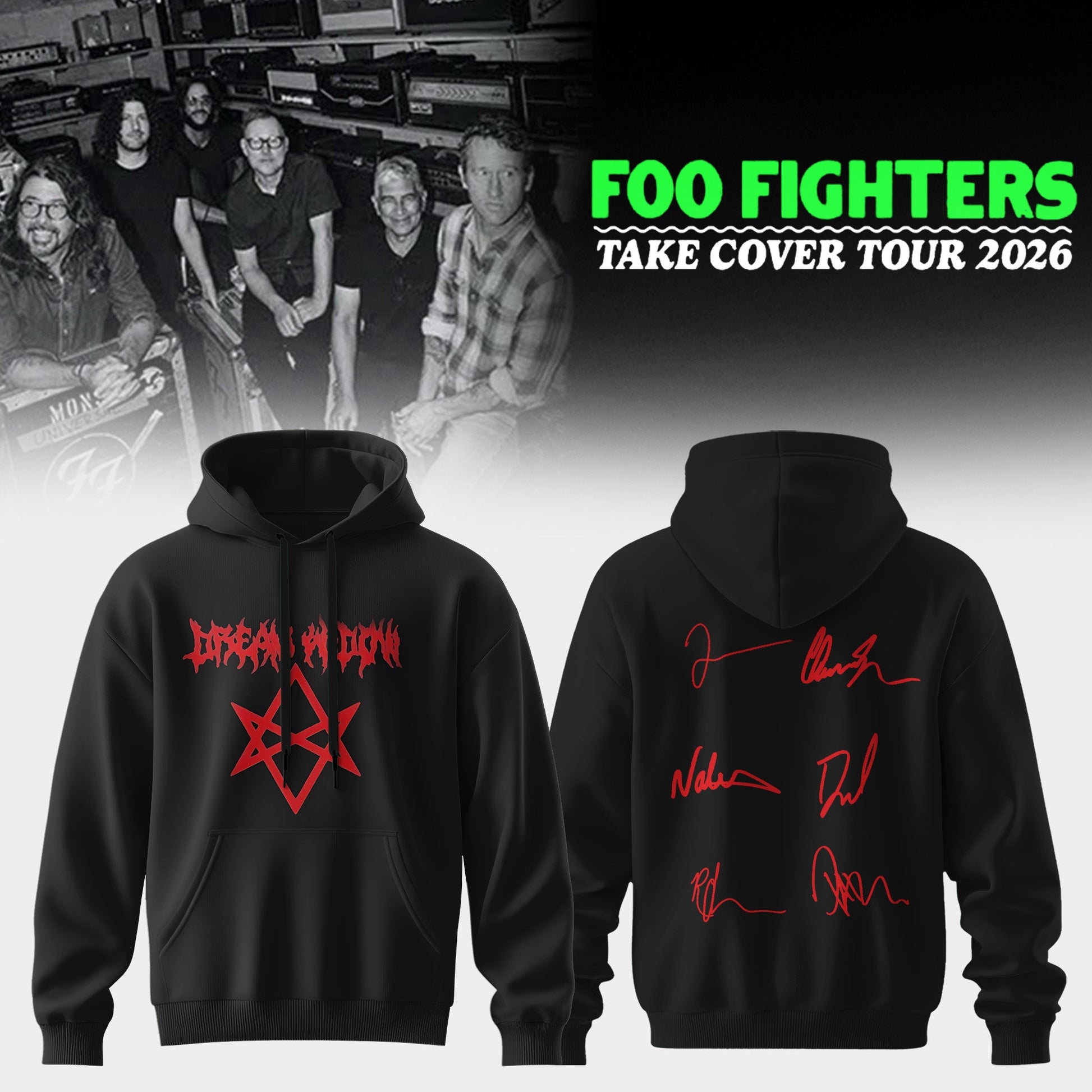 ..Foo Fighters ”Take Cover Tour 2026” Limited Edition Signature - Hoodie