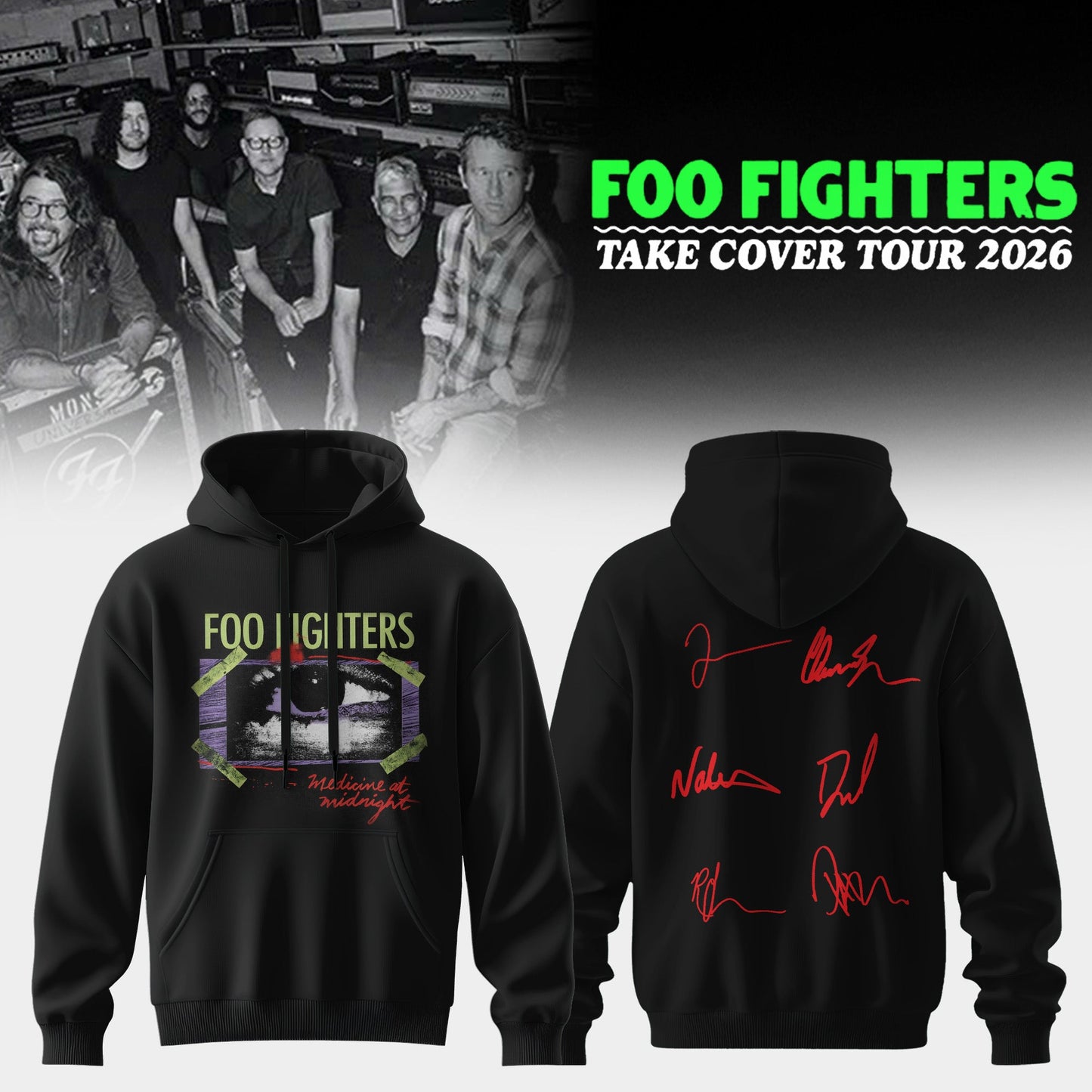 ..Foo Fighters ”Take Cover Tour 2026” Limited Edition Signature - Hoodie