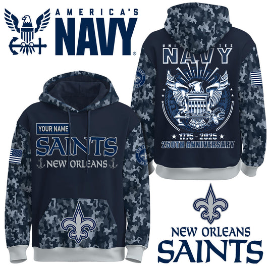 New Orleans Saints x U.S Navy 250th Birthday Anniversary-3D Unisex Hoodie