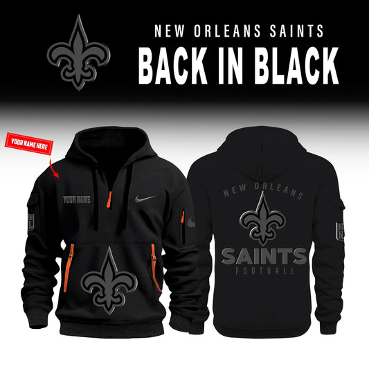 New Orleans Saints 2026 Back In Black Limited Half Zip Hoodie
