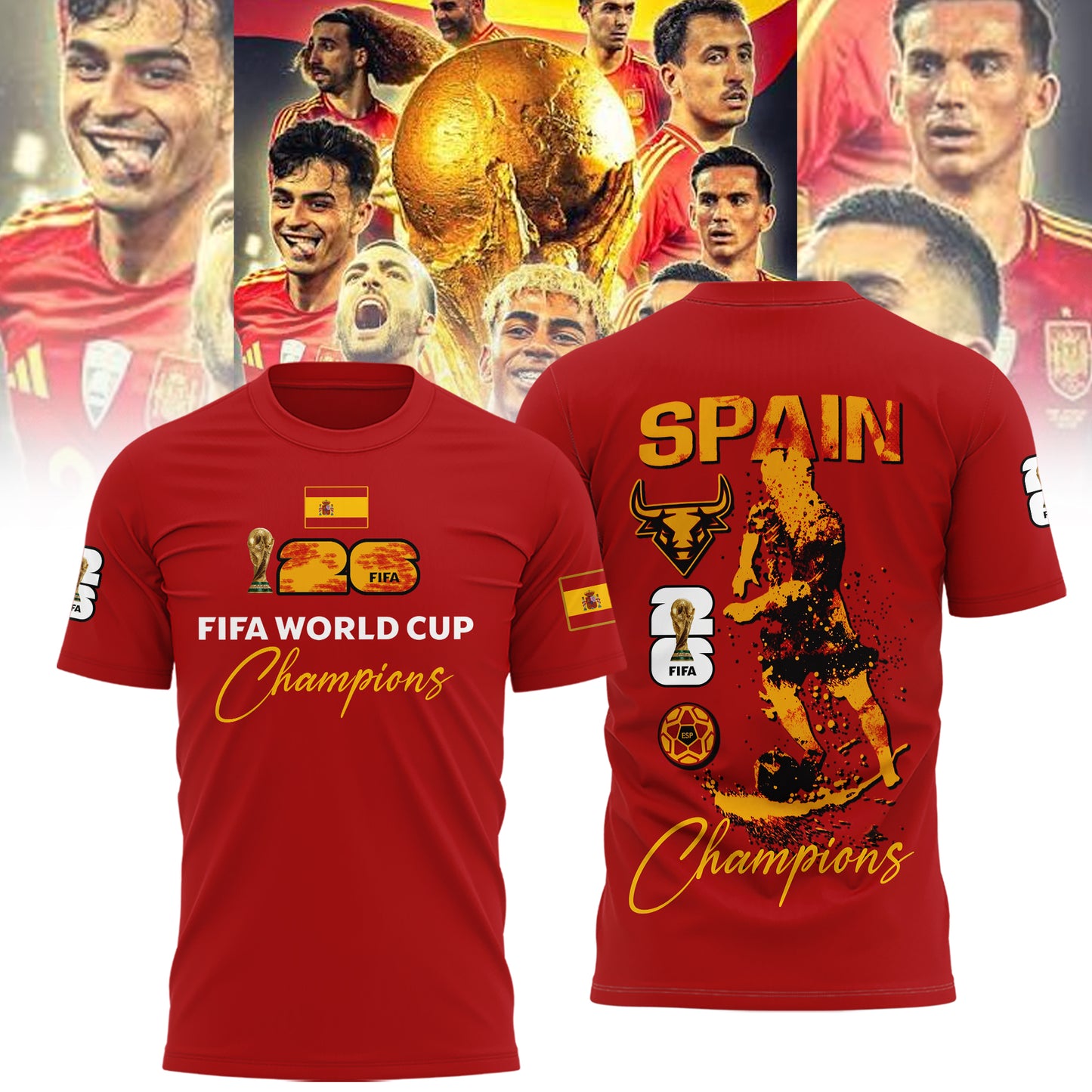 Limited Edition Spain National Football Team 2026 World Cup Champions Shirt 3