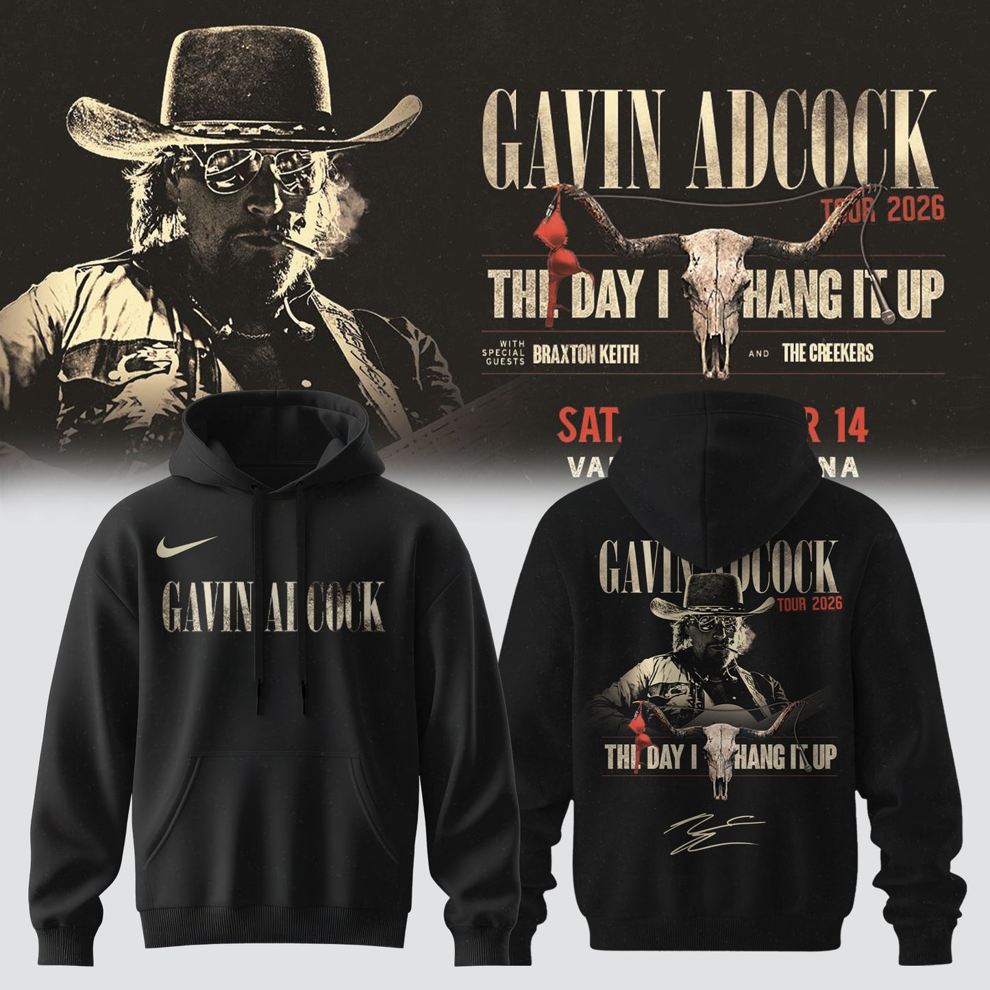 ,,.Gavin Adcock ”The Day I Hang It Up Tour 2026” Signature – Hoodie