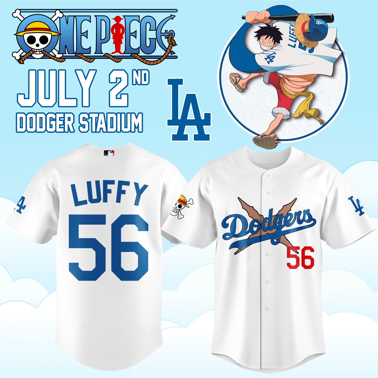 ,.ONE PIECE Night with the Los Angeles Dogger 2026 Jersey 1