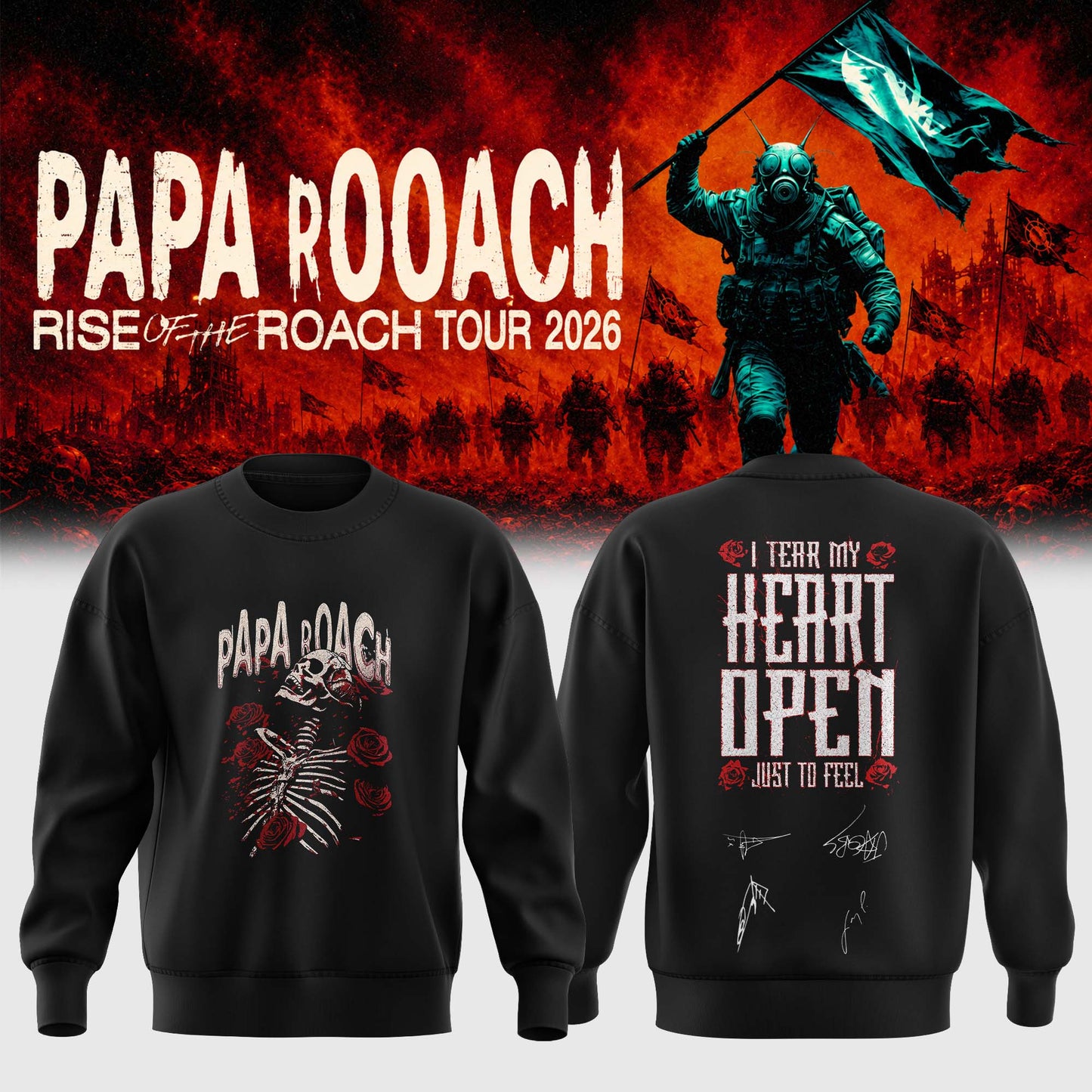 Papa Roach “Rise of the Roach World Tour 2026” Signature Limited Edition – Sweatshirt 4
