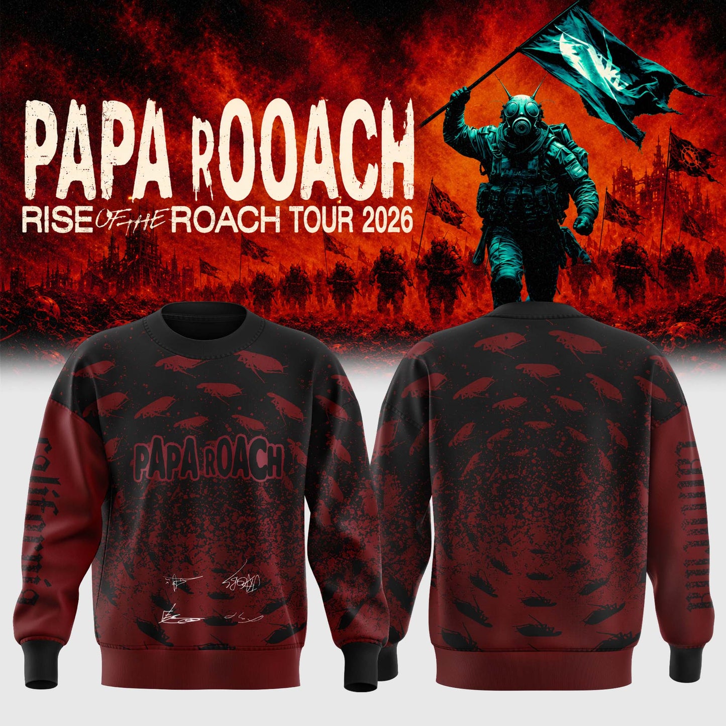 Papa Roach “Rise of the Roach World Tour 2026” Signature Limited Edition – Sweatshirt 3