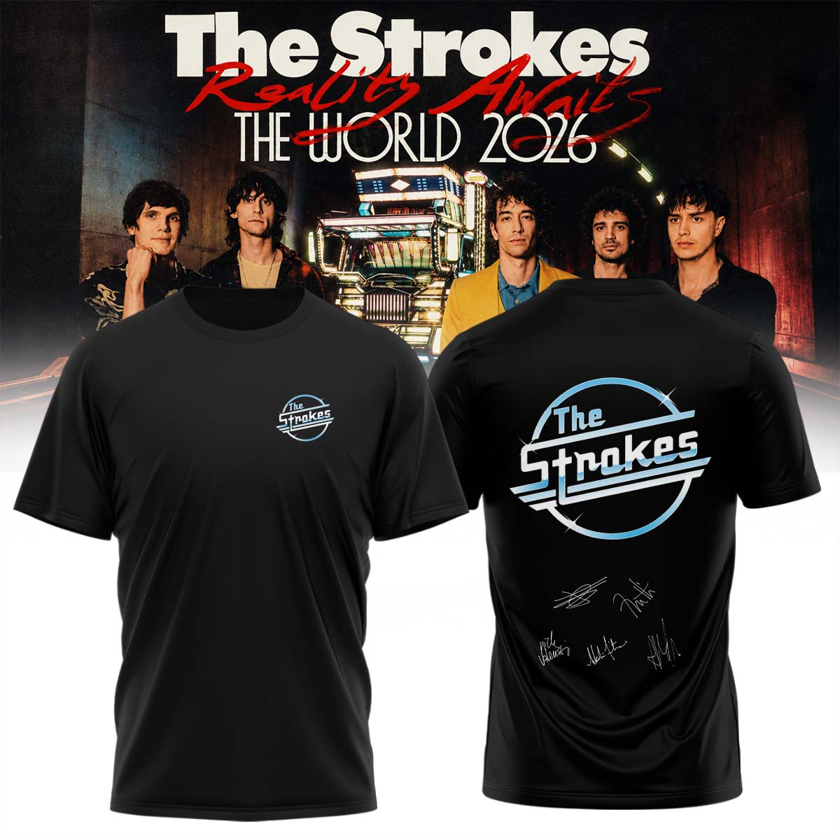 The Strokes “Reality Awaits Tour 2026” Signature Limited Edition – T-shirt