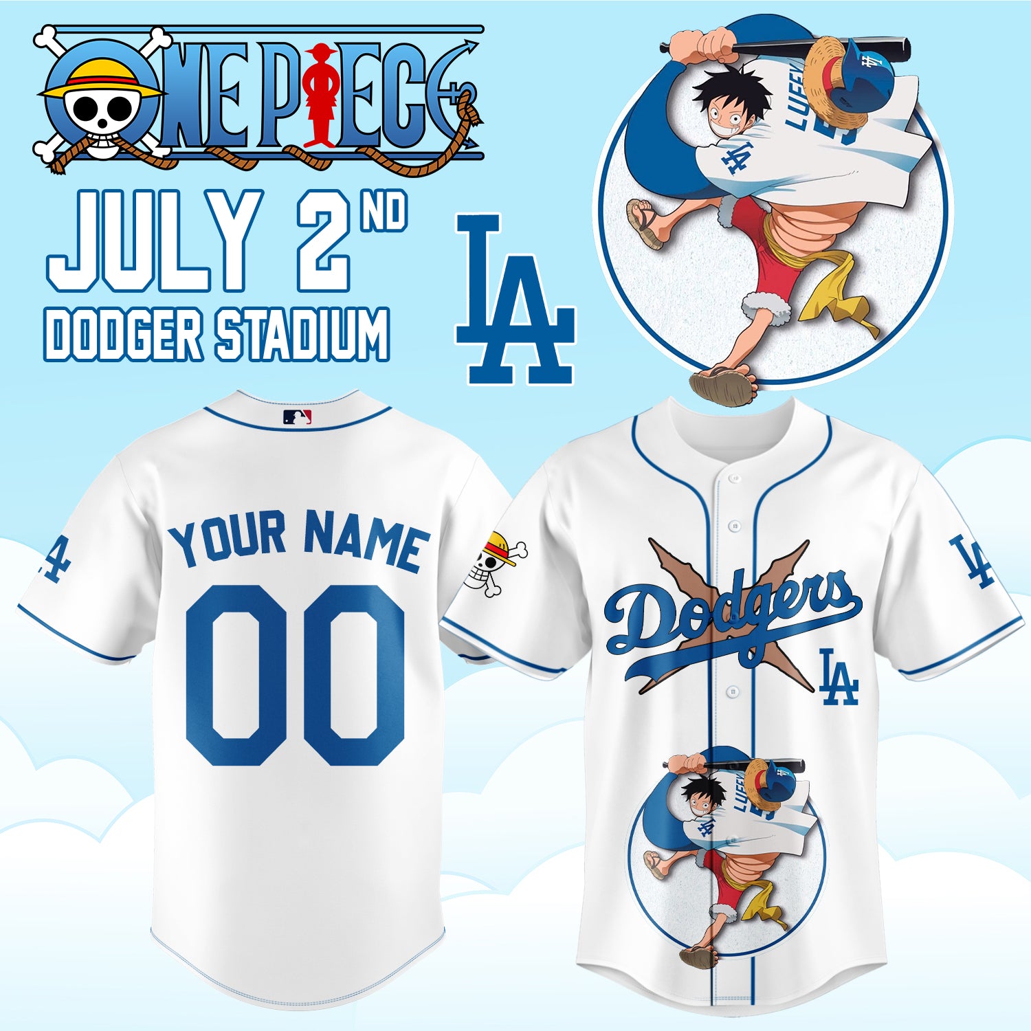 ,.ONE PIECE Night with the Los Angeles Dogger 2026 Jersey 1 (Custom Name &amp; Number)