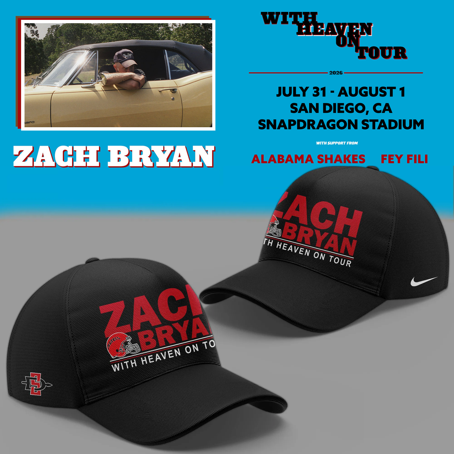 02.20. New Jersey Zach Bryan x San Diego State Football - With Heaven On Tour 2026 Jersey
