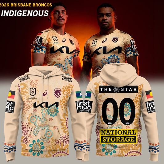 ___Brisbane Broncos 2026 Indigenous Hoodie (Custom Number)