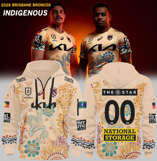 ___Brisbane Broncos 2026 Indigenous HOODIE JACKET (Custom Number)