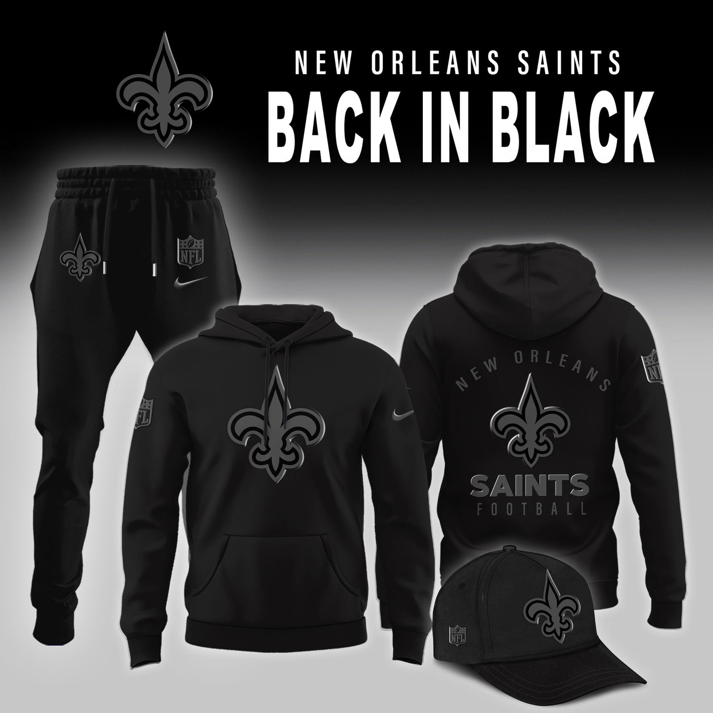 New Orleans Saints 2026 Back In Black Limited Edition Hoodie