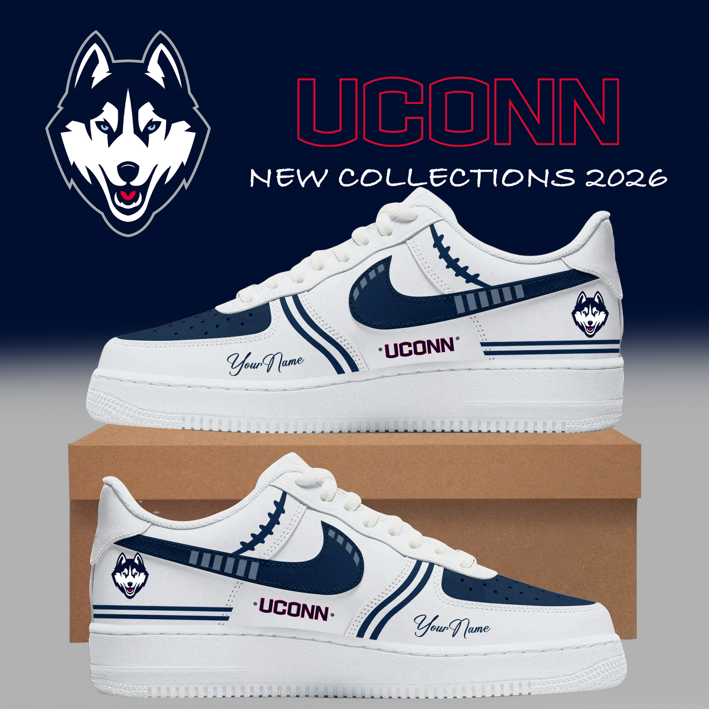 UConn Huskies 2026 New Collections - AF1 Shoes Best Gift For Fans 🎁