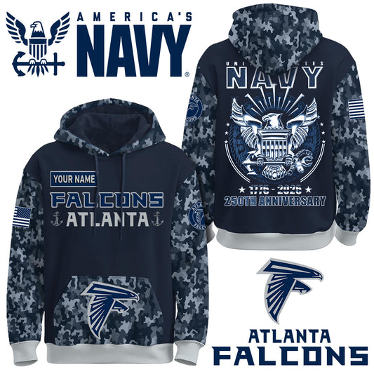 Atlanta Falcons x U.S Navy 250th Birthday Anniversary-3D Unisex Hoodie
